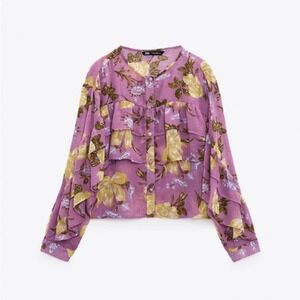 NWT ZARA MULTICOLOR FLORAL PRINT TOP / BLOUSE - NWT